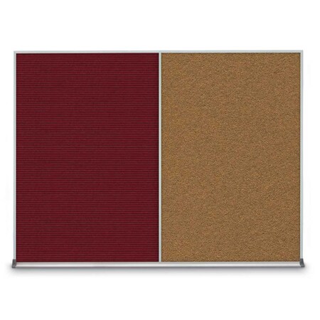 United Visual Products Triple Door Radius Plus Corkboard, 72" x UV8005PLUS-WHITE-PUMICE